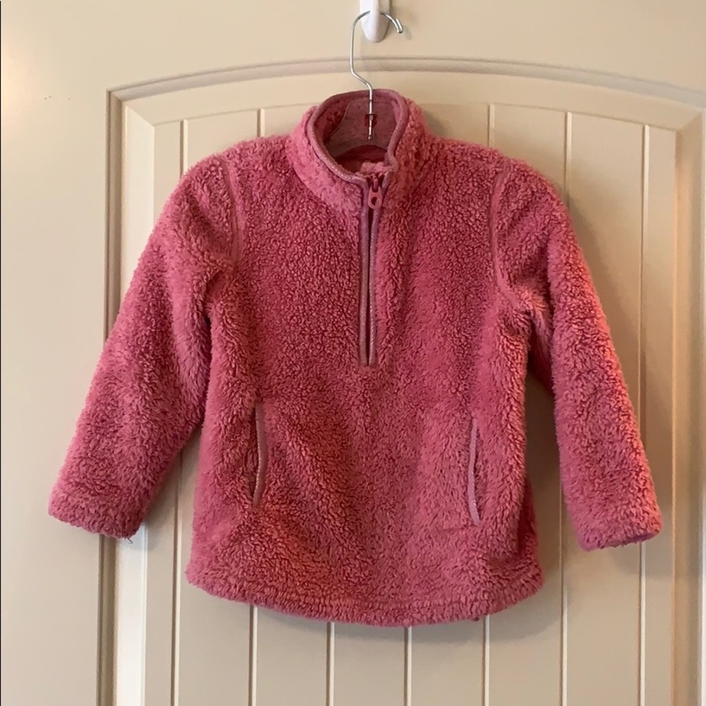 SOLD Girls Pink Fleece Quarter Zip Sweater